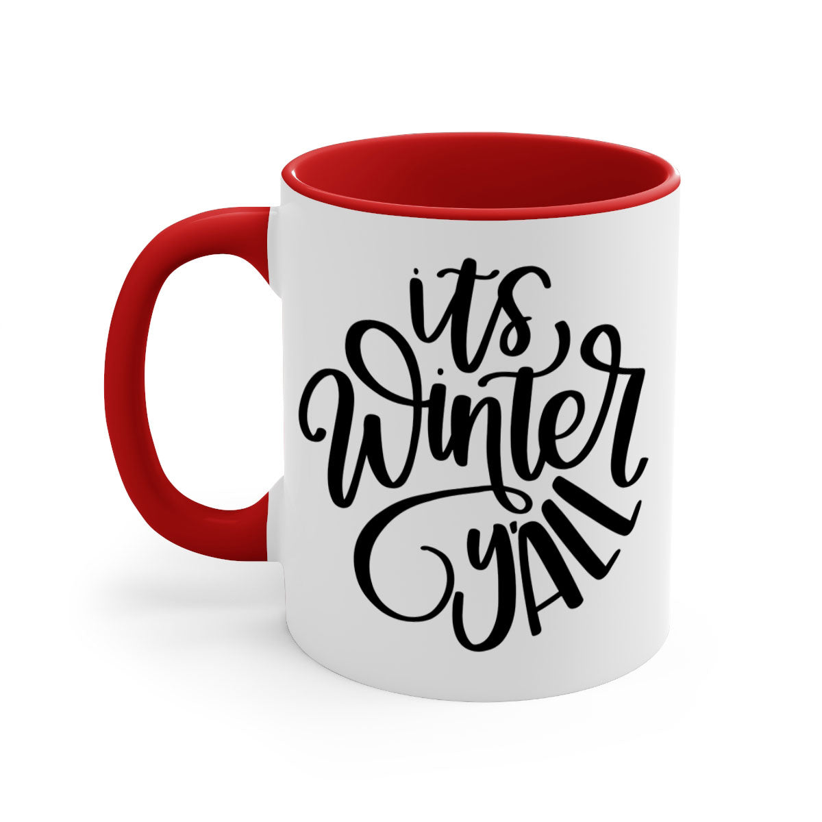 A stylish two-tone Christmas mug with a glossy finish, featuring a colored handle and interior, perfect for holiday beverages.