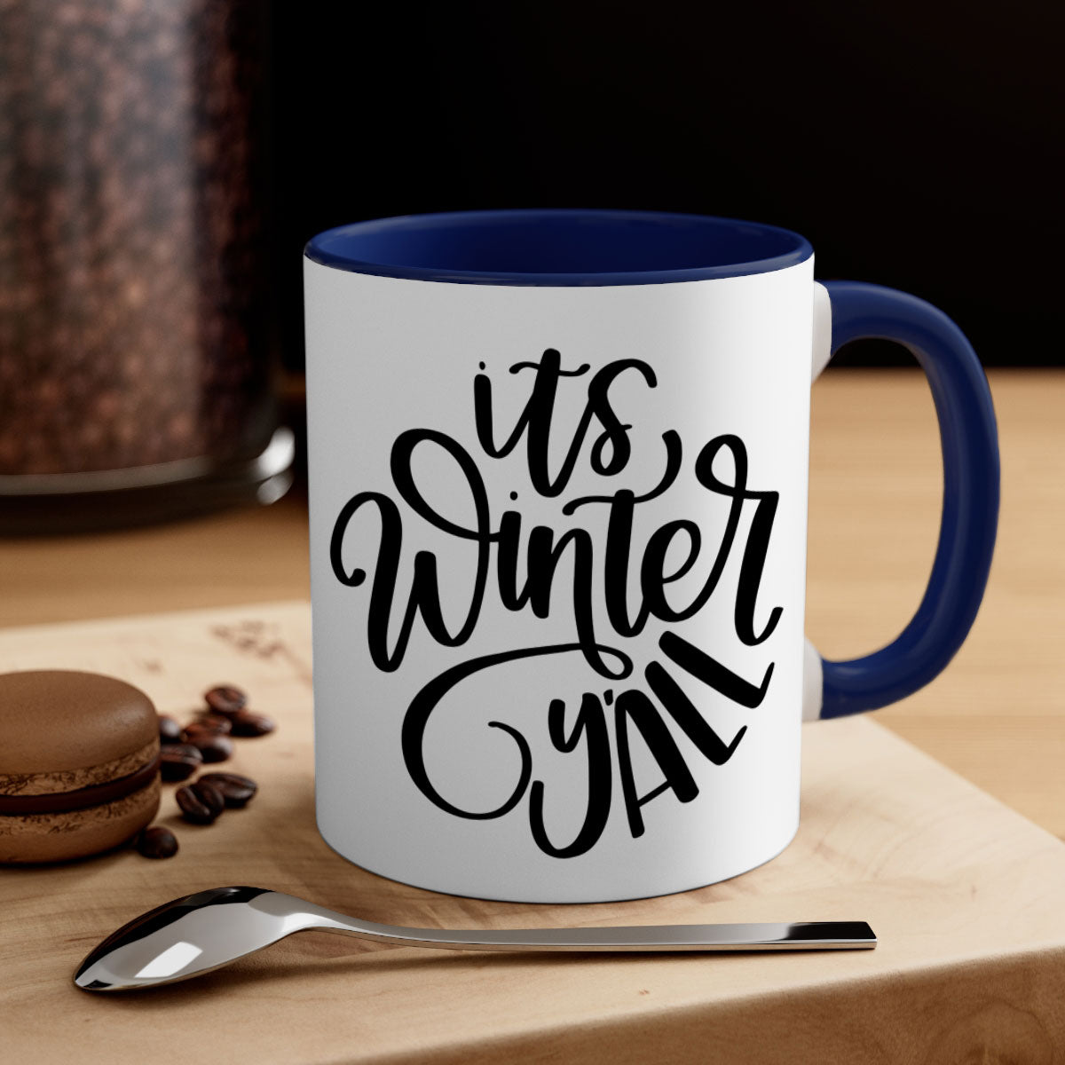 A stylish two-tone Christmas mug with a glossy finish, featuring a colored handle and interior, perfect for holiday beverages.