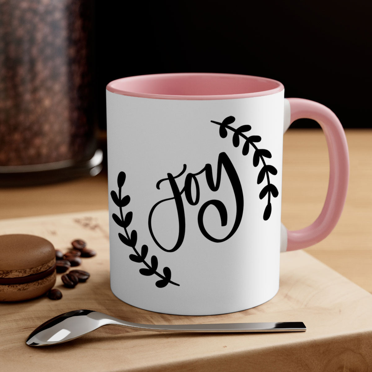 Christmas Ornamentsjoy 182# Mug with colorful handle and glossy finish, available in multiple colors and sizes.