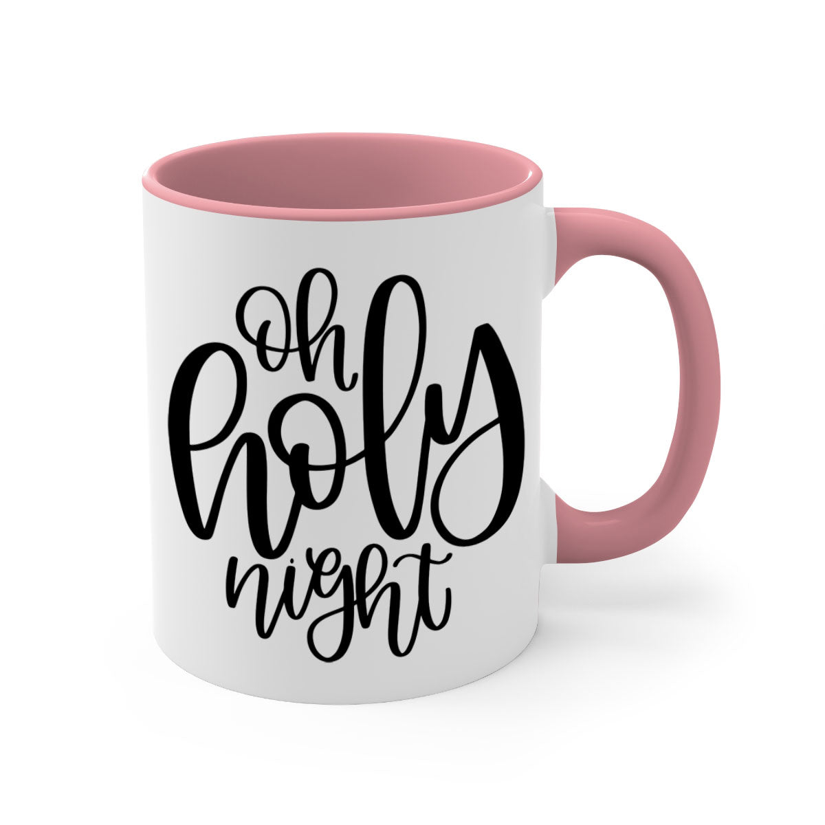 Oh Holy Night Christmas Mug with glossy finish, available in five colors, featuring a C-shaped handle, perfect for coffee and tea.