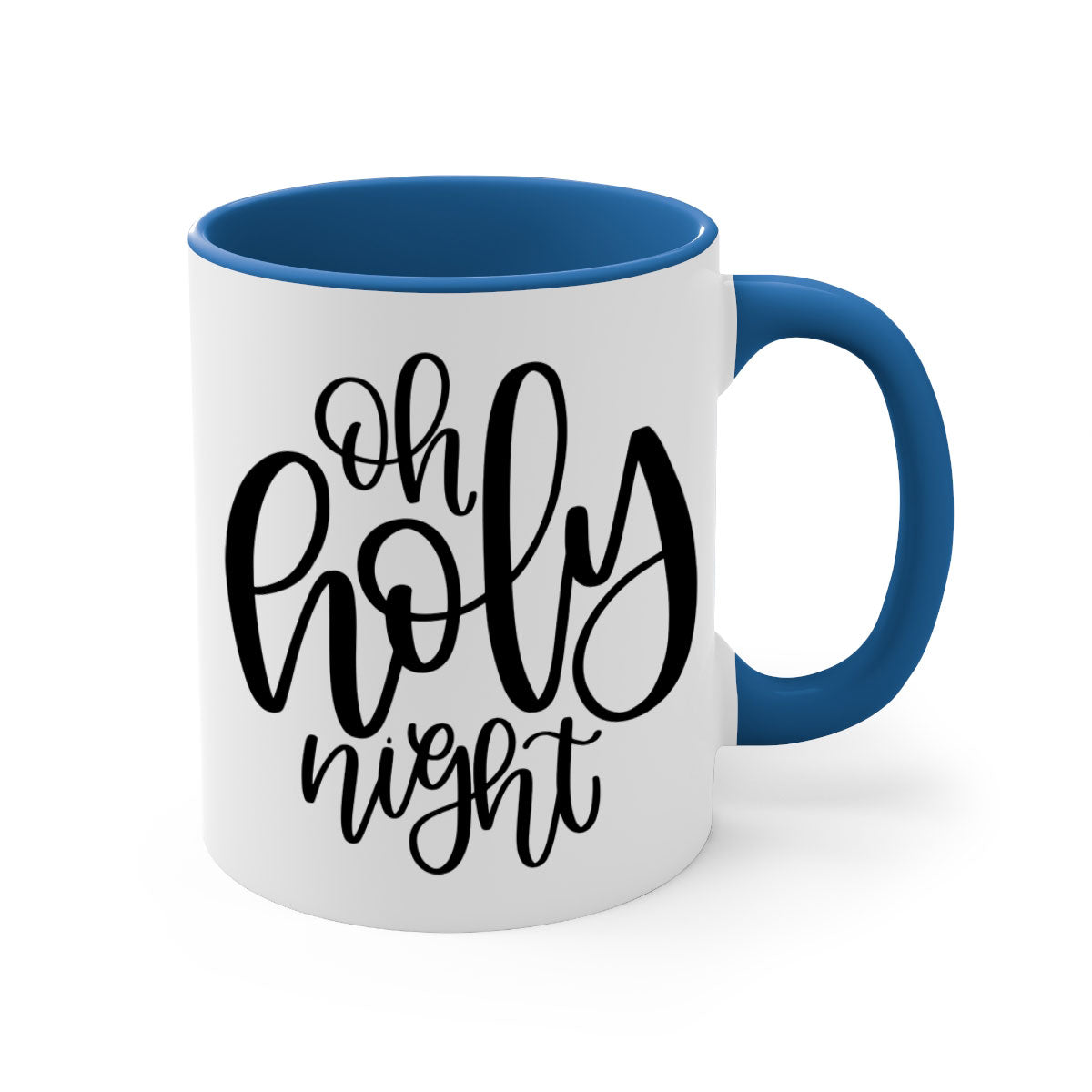 Oh Holy Night Christmas Mug with glossy finish, available in five colors, featuring a C-shaped handle, perfect for coffee and tea.