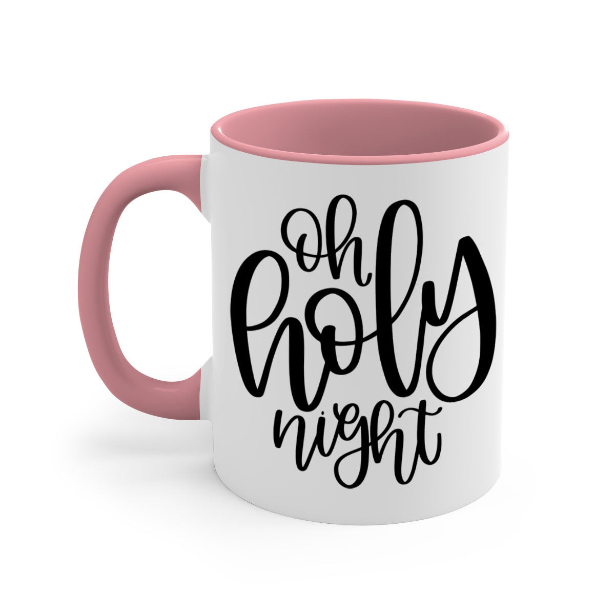 Oh Holy Night Christmas Mug with glossy finish, available in five colors, featuring a C-shaped handle, perfect for coffee and tea.