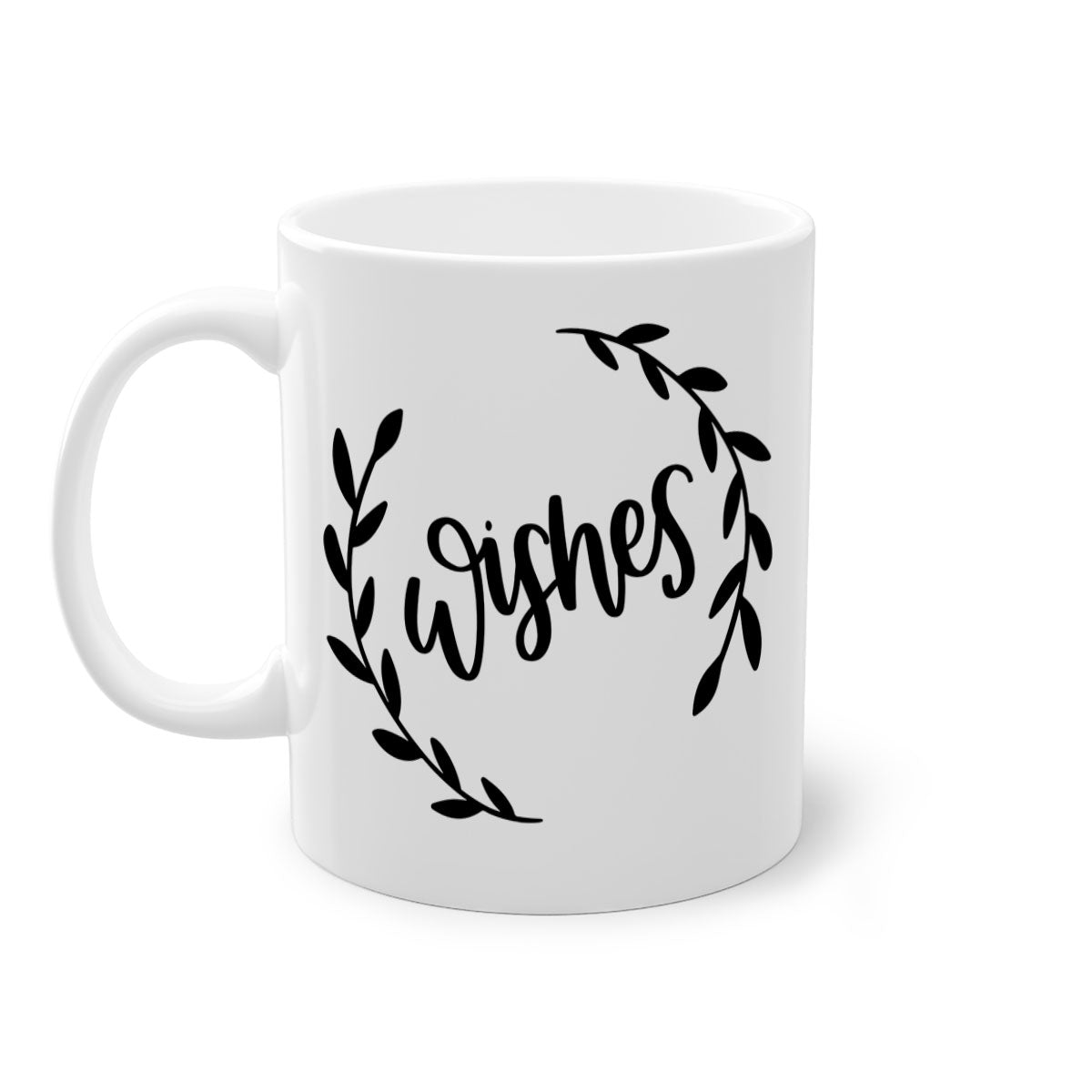 Christmas Ornaments Wishes Mug featuring a glossy finish, colored handle, and interior in festive colors, perfect for holiday beverages.