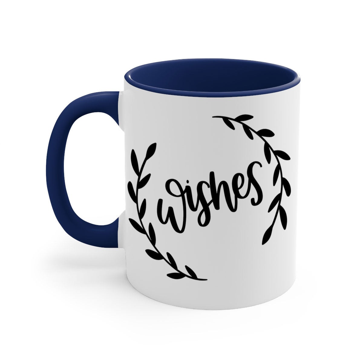 Christmas Ornaments Wishes Mug featuring a glossy finish, colored handle, and interior in festive colors, perfect for holiday beverages.