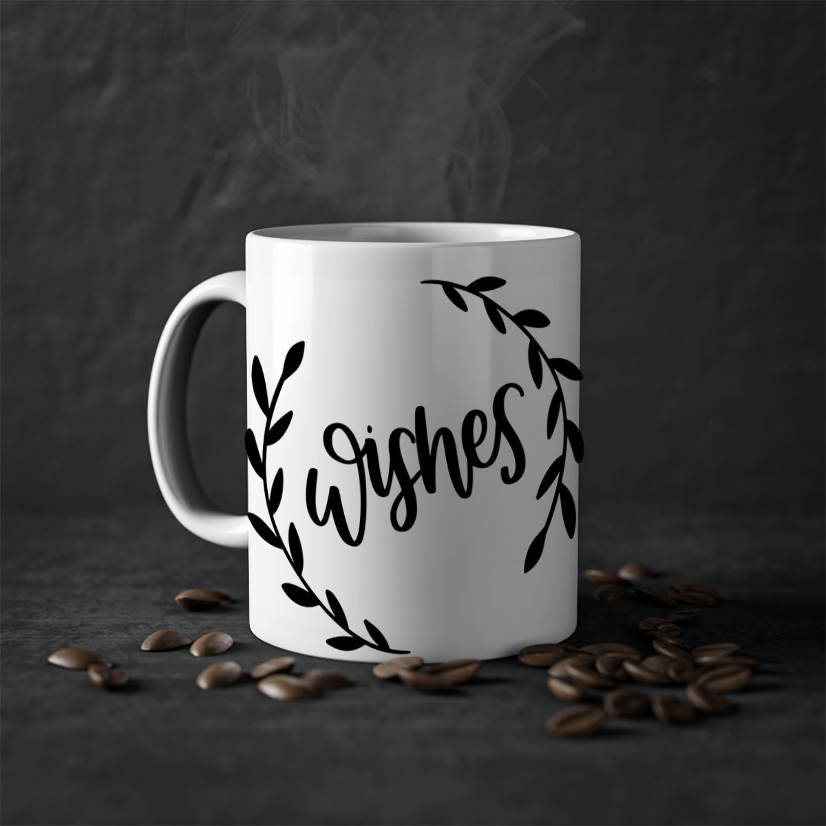 Christmas Ornaments Wishes Mug featuring a glossy finish, colored handle, and interior in festive colors, perfect for holiday beverages.