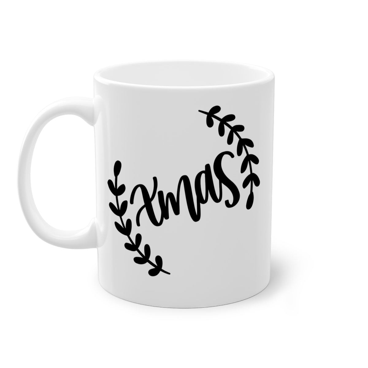 A festive Christmas Ornaments Mug featuring a glossy finish, colored handle, and interior, available in five vibrant colors.