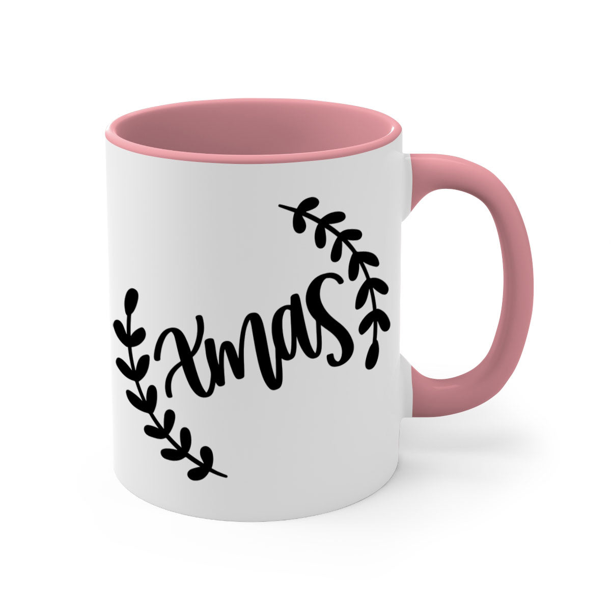 A festive Christmas Ornaments Mug featuring a glossy finish, colored handle, and interior, available in five vibrant colors.