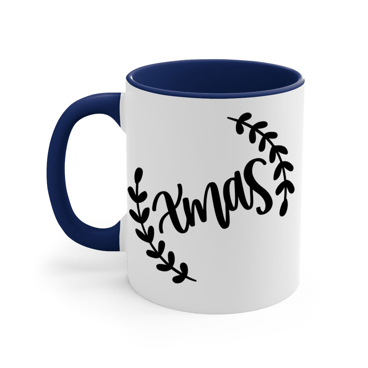 A festive Christmas Ornaments Mug featuring a glossy finish, colored handle, and interior, available in five vibrant colors.