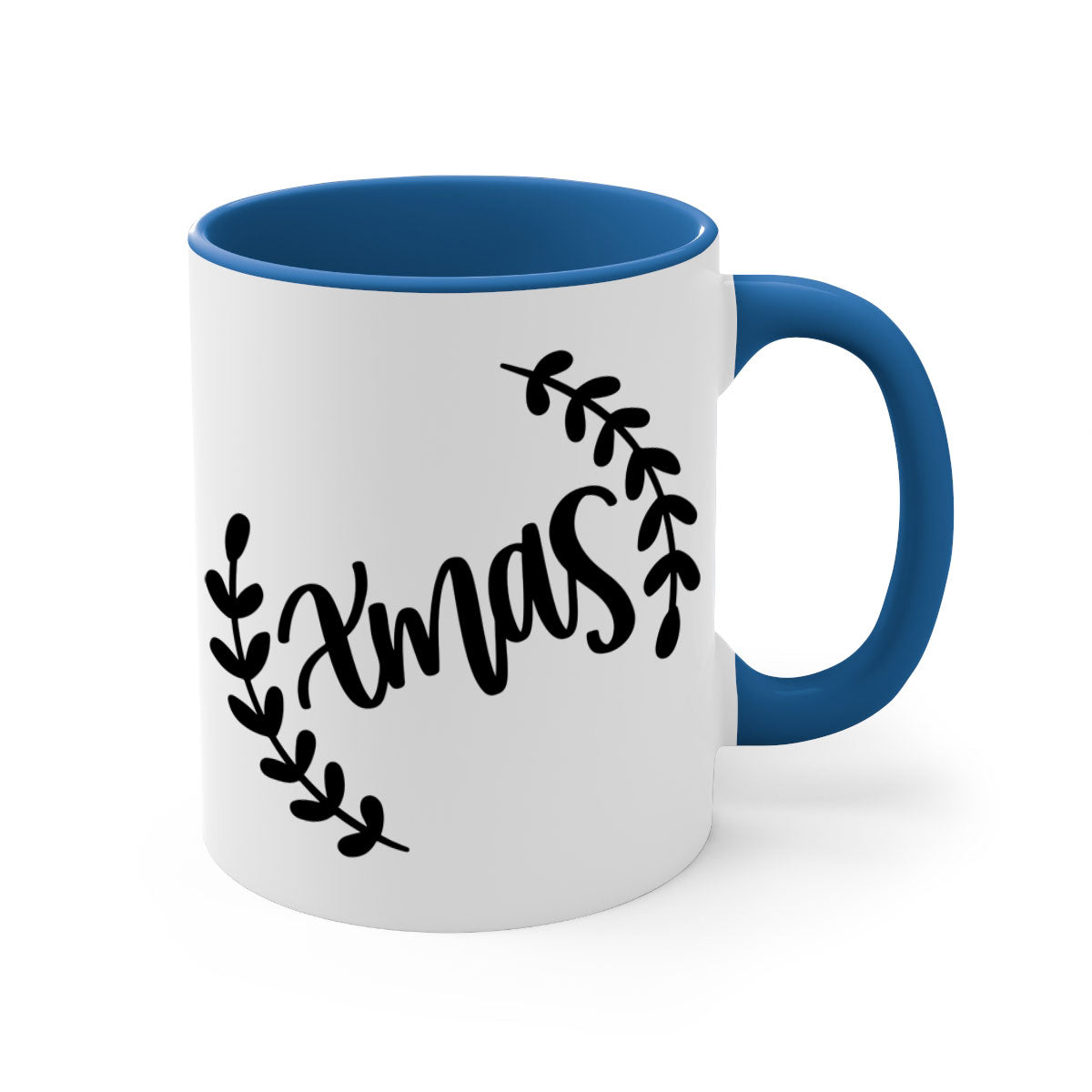 A festive Christmas Ornaments Mug featuring a glossy finish, colored handle, and interior, available in five vibrant colors.