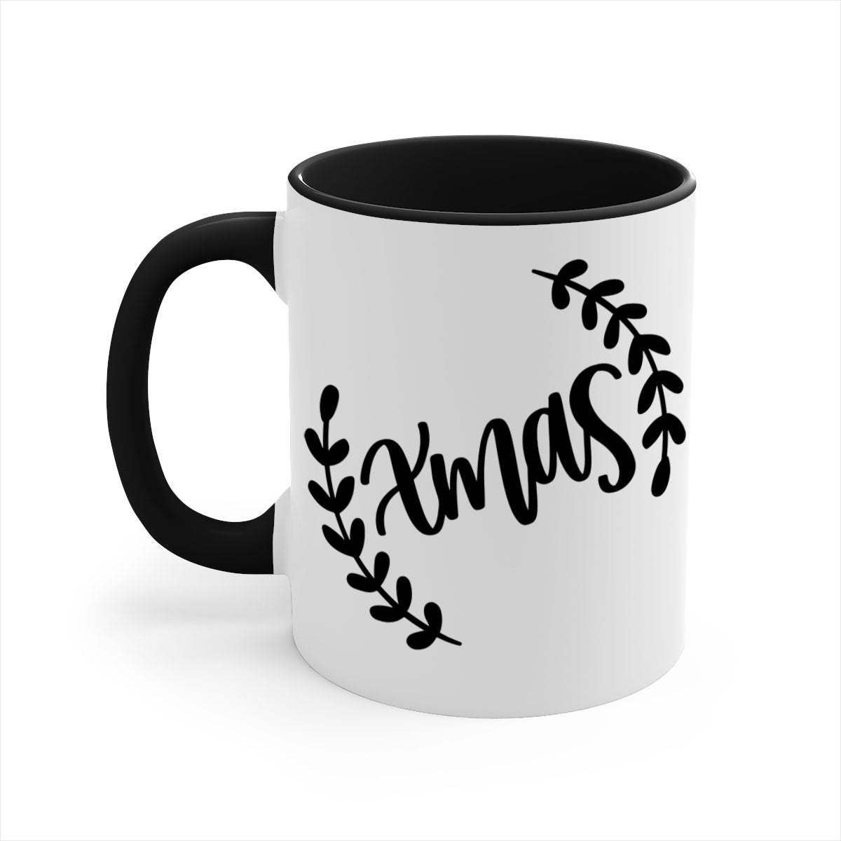 A festive Christmas Ornaments Mug featuring a glossy finish, colored handle, and interior, available in five vibrant colors.