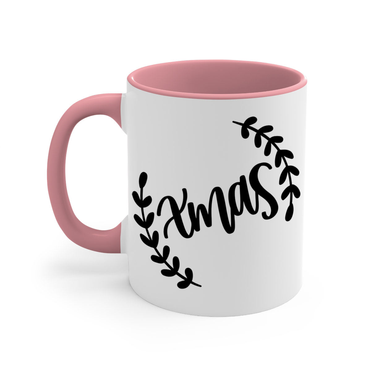 A festive Christmas Ornaments Mug featuring a glossy finish, colored handle, and interior, available in five vibrant colors.