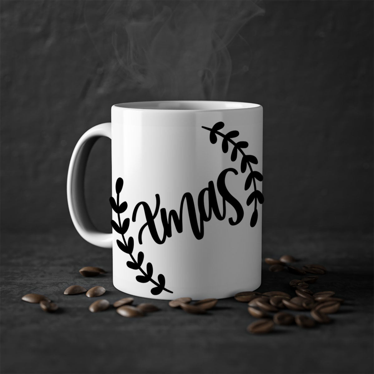 A festive Christmas Ornaments Mug featuring a glossy finish, colored handle, and interior, available in five vibrant colors.