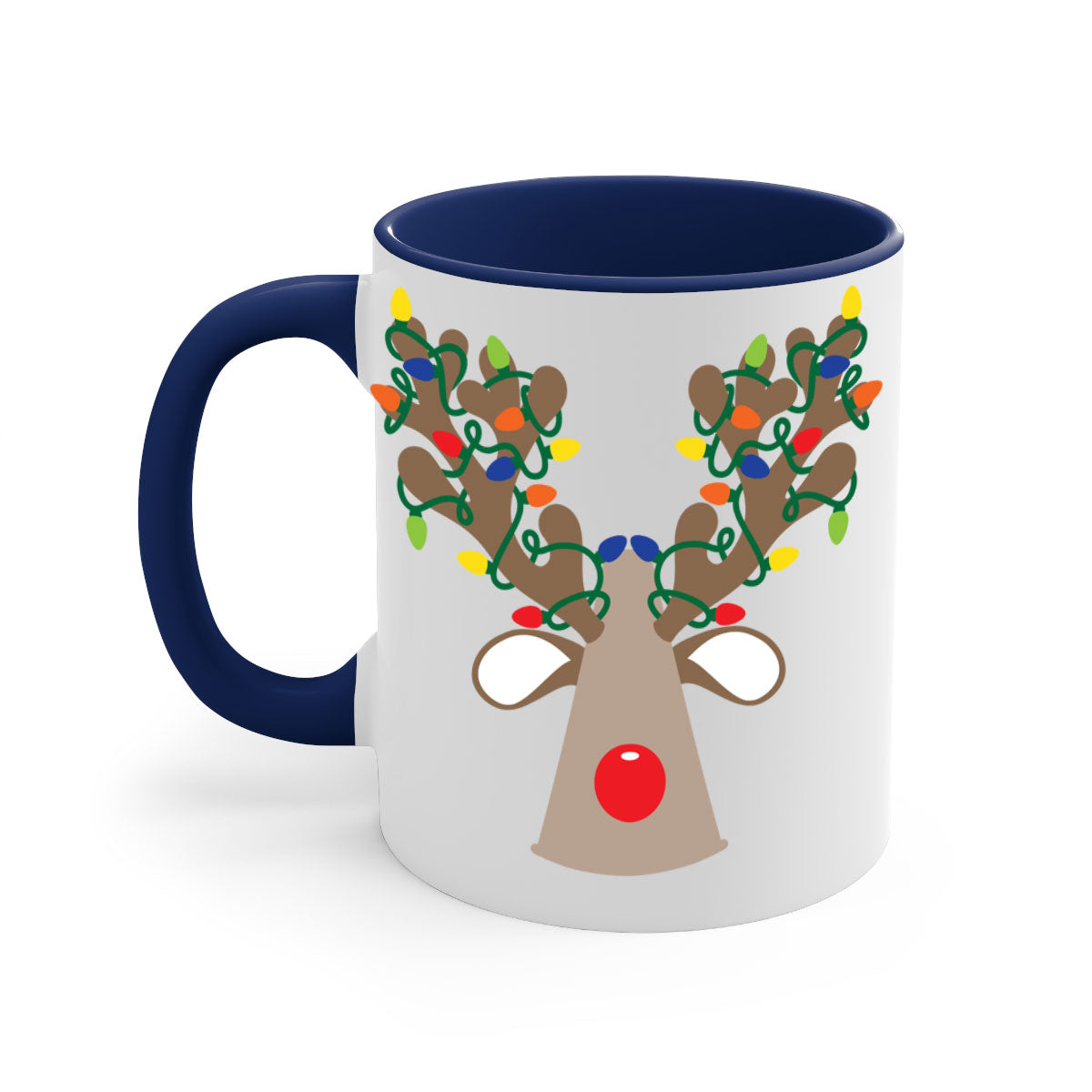 Christmas Reindeer Antler Mug with colorful handle and glossy finish, perfect for holiday beverages.