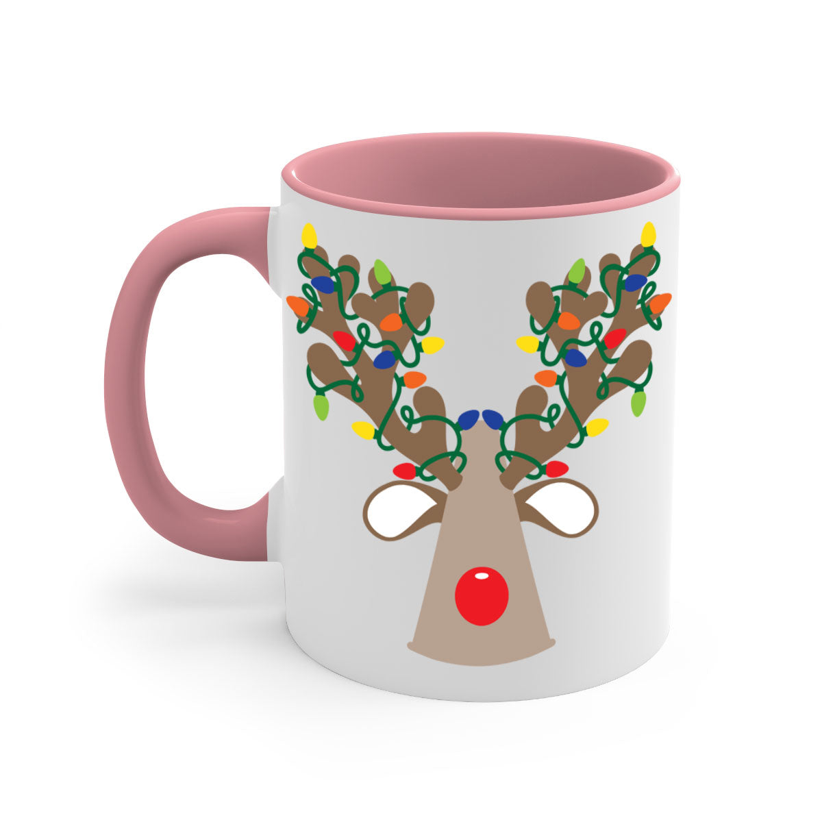Christmas Reindeer Antler Mug with colorful handle and glossy finish, perfect for holiday beverages.