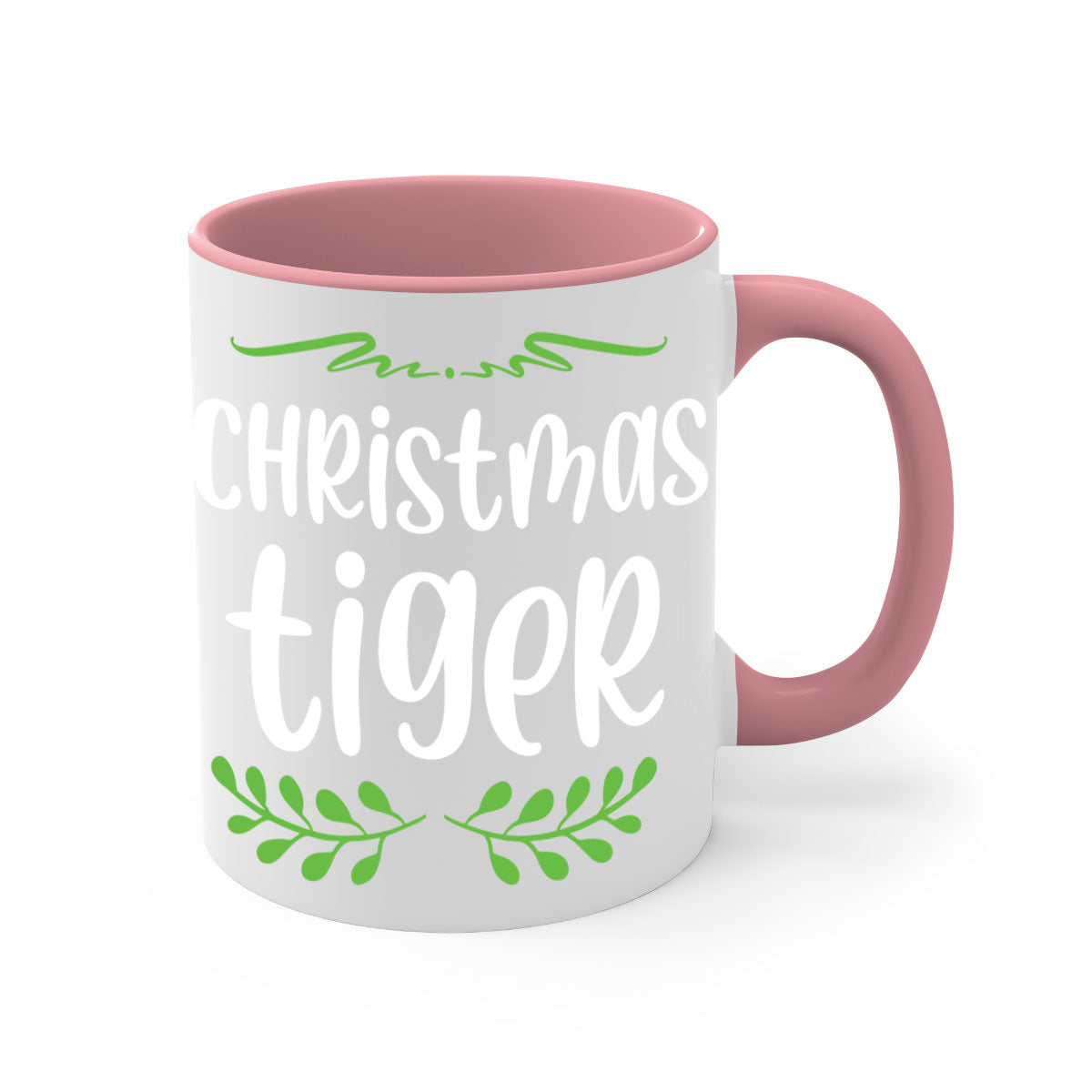 Christmas Tiger Style Mug featuring a two-tone design with a colored handle and glossy finish, perfect for holiday beverages.