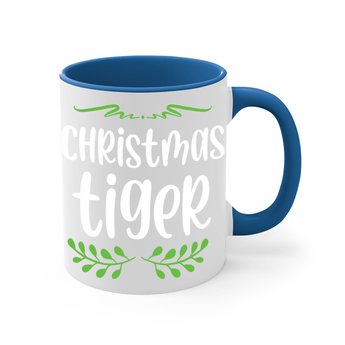 Christmas Tiger Style Mug featuring a two-tone design with a colored handle and glossy finish, perfect for holiday beverages.