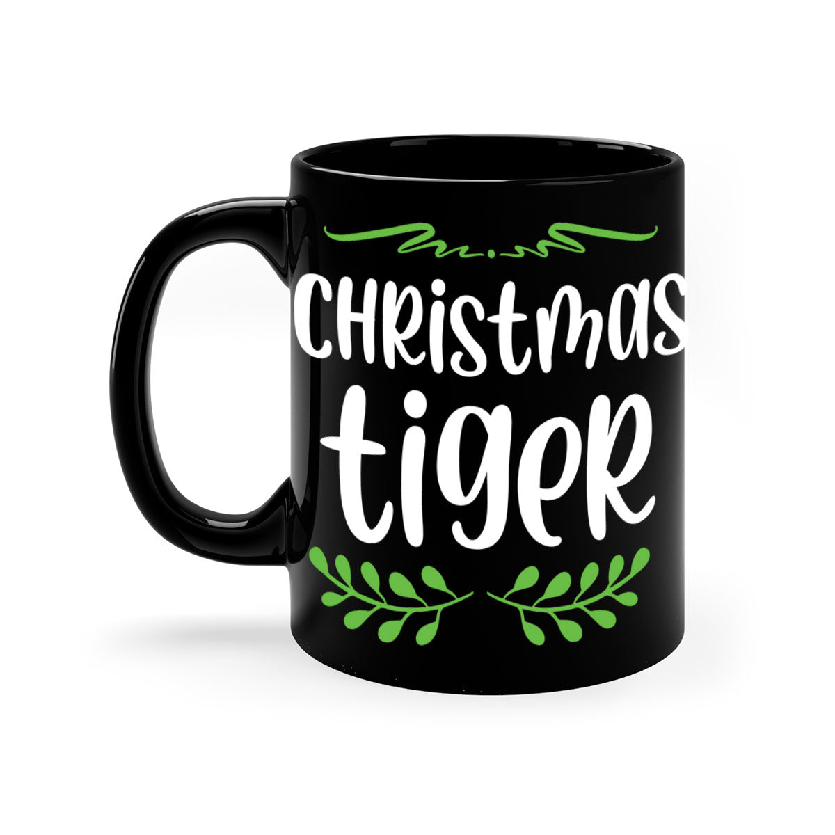 Christmas Tiger Style Mug featuring a two-tone design with a colored handle and glossy finish, perfect for holiday beverages.