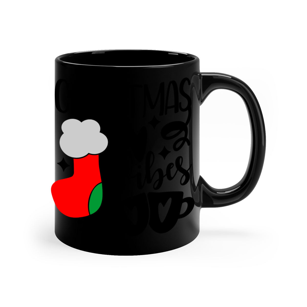 A festive two-tone Christmas mug with a glossy finish, featuring a colored handle and interior, perfect for coffee or tea.