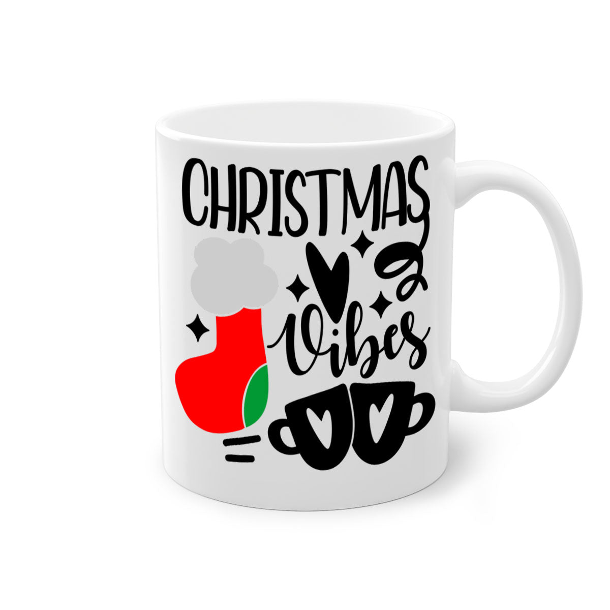 A festive two-tone Christmas mug with a glossy finish, featuring a colored handle and interior, perfect for coffee or tea.