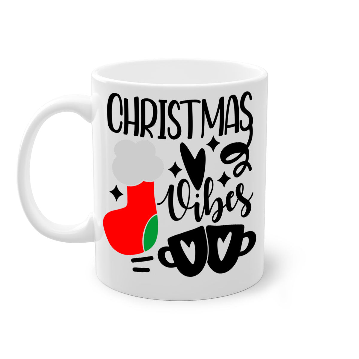 A festive two-tone Christmas mug with a glossy finish, featuring a colored handle and interior, perfect for coffee or tea.