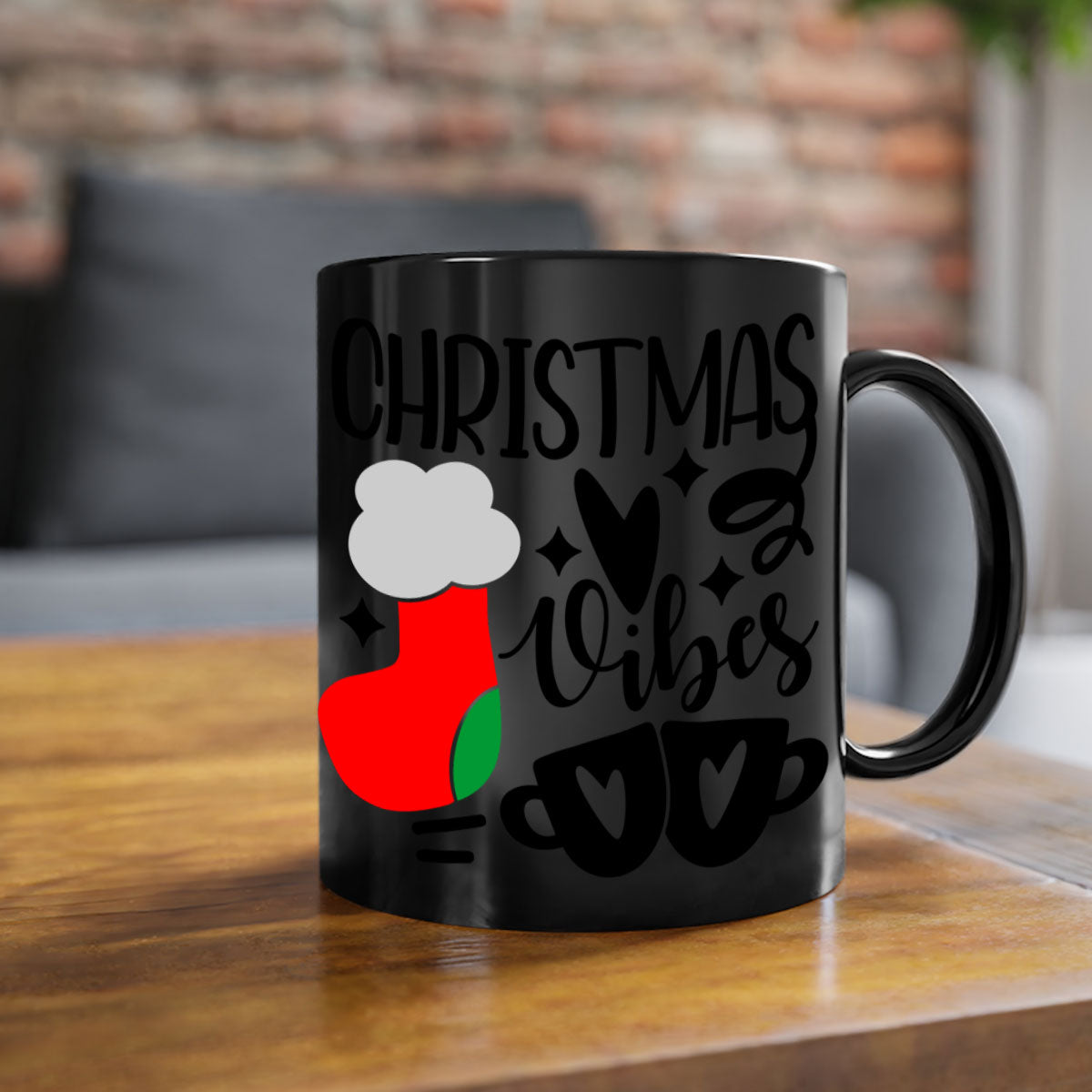 A festive two-tone Christmas mug with a glossy finish, featuring a colored handle and interior, perfect for coffee or tea.