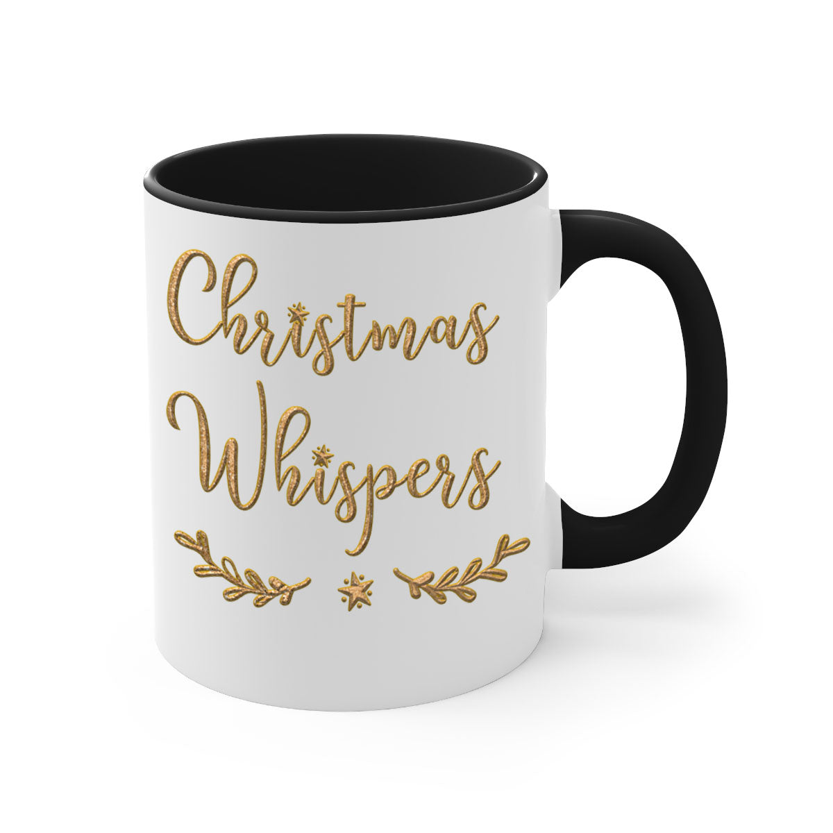 Christmas Whispers 377# Mug featuring a glossy finish, colorful handle, and interior, available in two sizes.