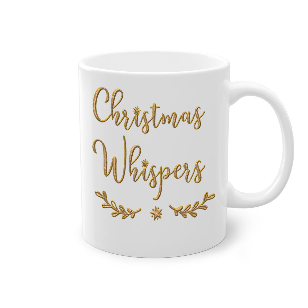 Christmas Whispers 377# Mug featuring a glossy finish, colorful handle, and interior, available in two sizes.