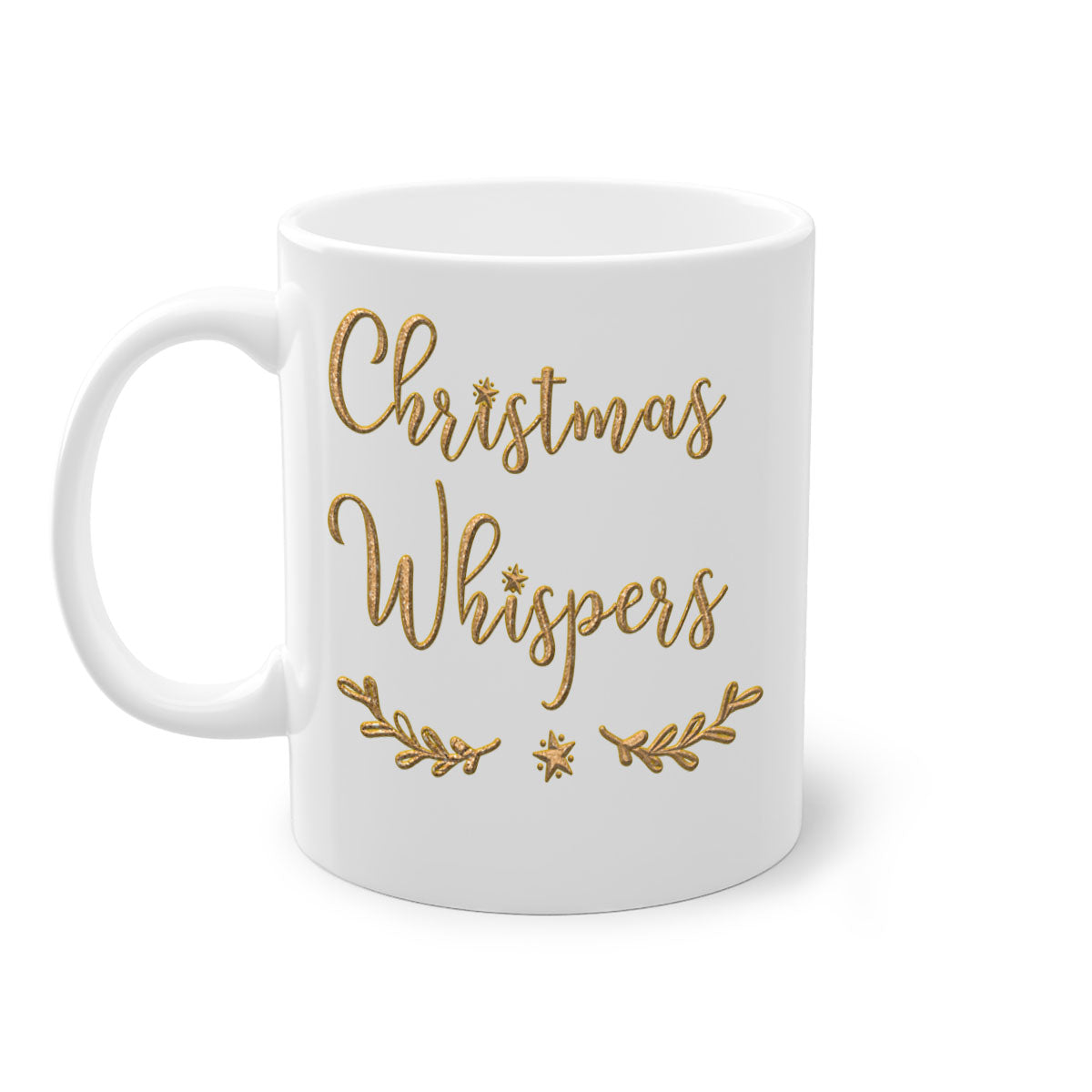 Christmas Whispers 377# Mug featuring a glossy finish, colorful handle, and interior, available in two sizes.