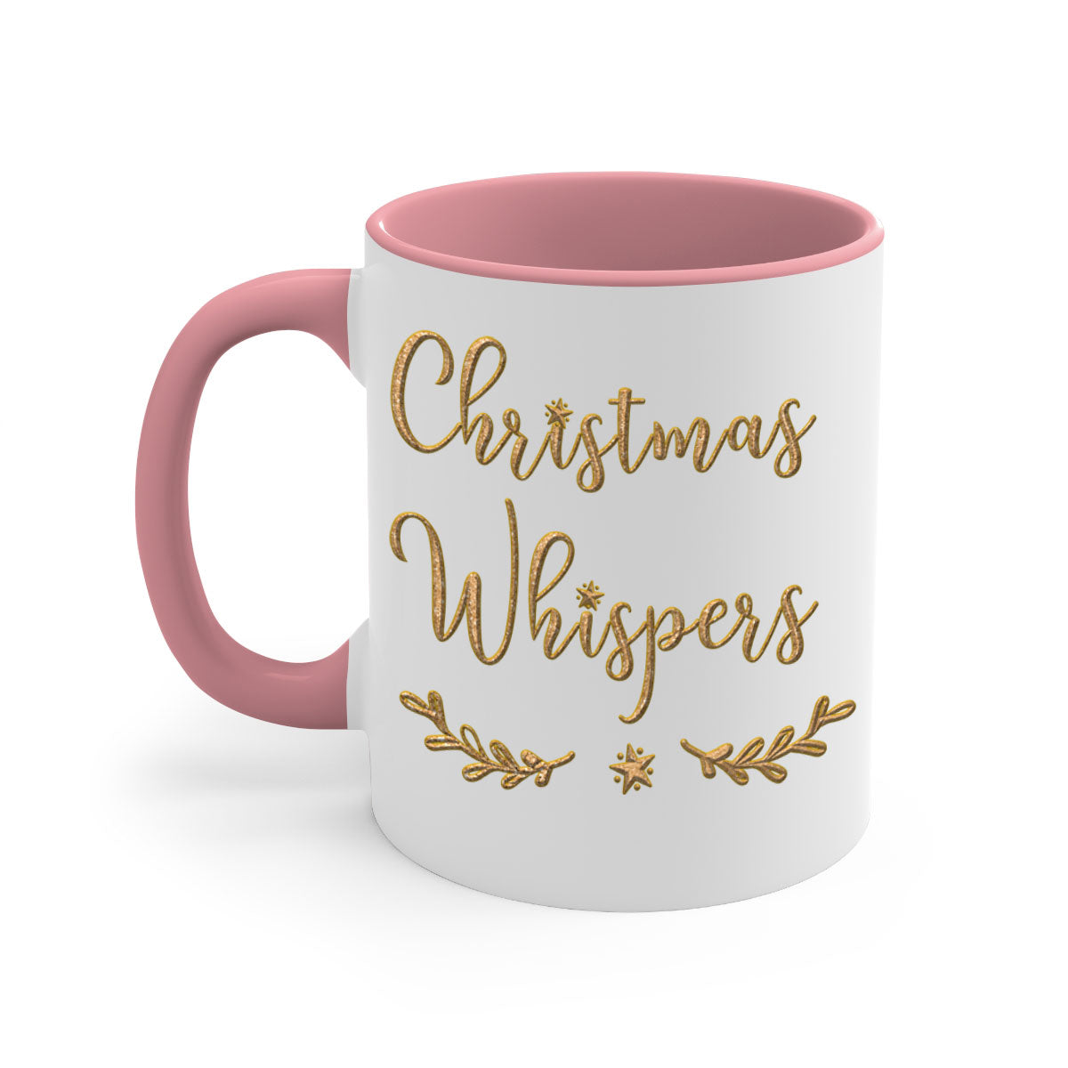 Christmas Whispers 377# Mug featuring a glossy finish, colorful handle, and interior, available in two sizes.