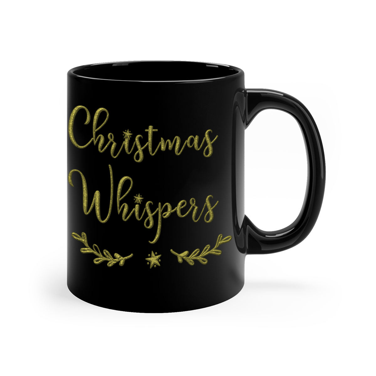 Christmas Whispers Green 381# Mug featuring a glossy finish, colored handle, and interior, available in multiple colors and sizes.
