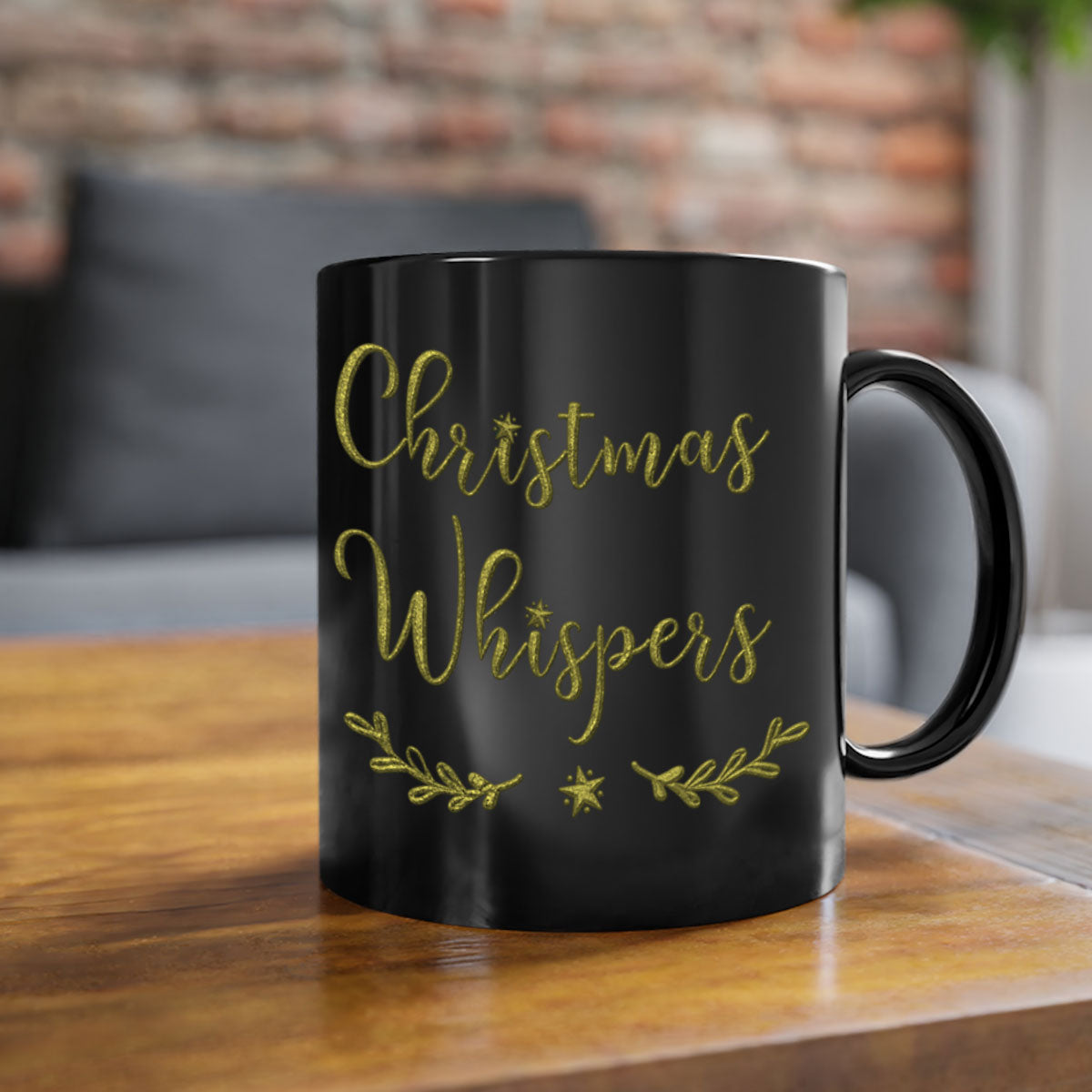 Christmas Whispers Green 381# Mug featuring a glossy finish, colored handle, and interior, available in multiple colors and sizes.