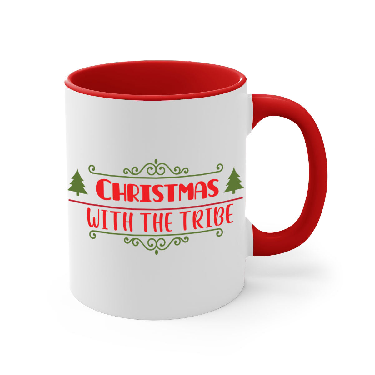 Christmas with the Tribe Style 128# Mug featuring a glossy finish and colorful handle, perfect for coffee and tea lovers.