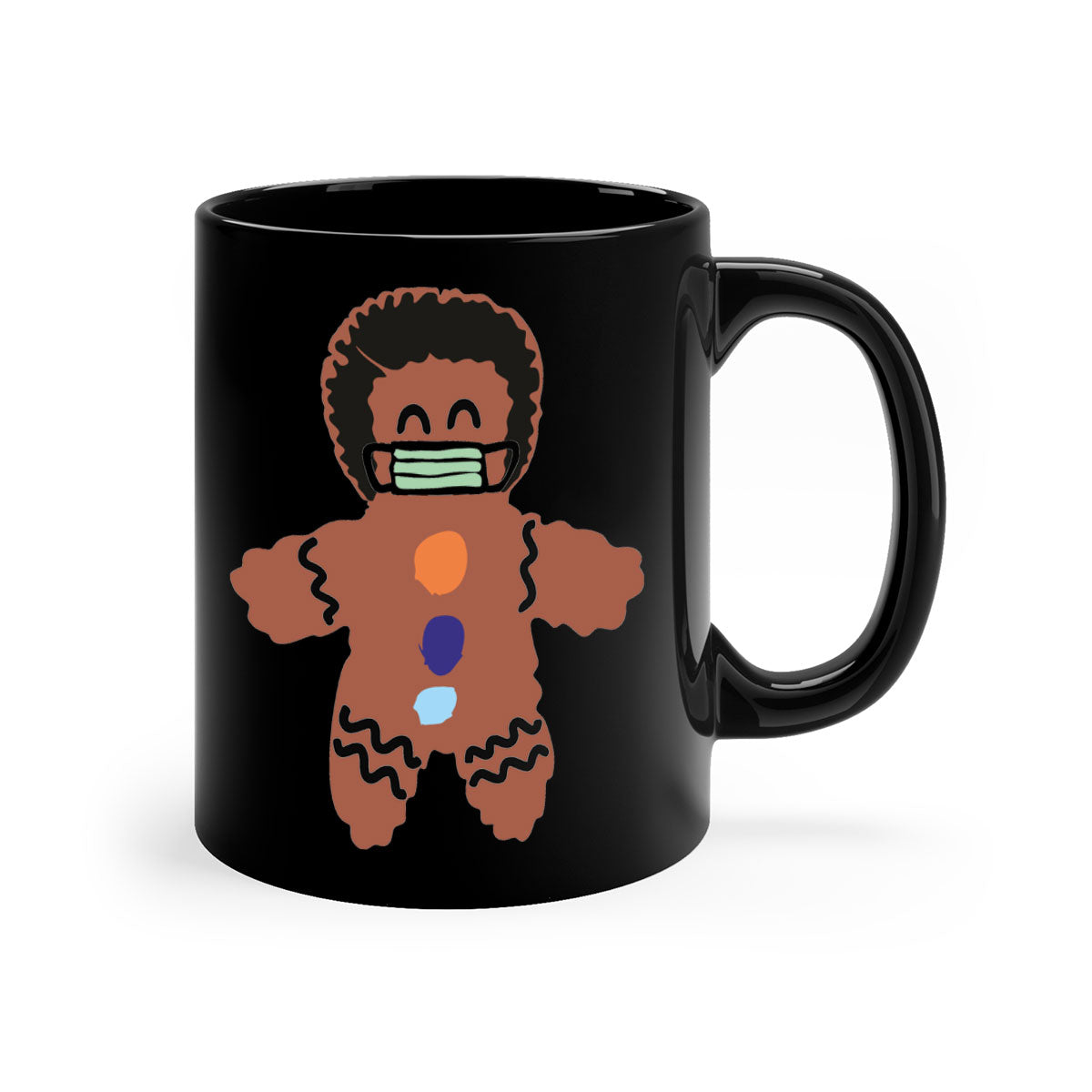 Christmas Gingerbread Style 129# Mug with colored handle and glossy finish, available in multiple colors.