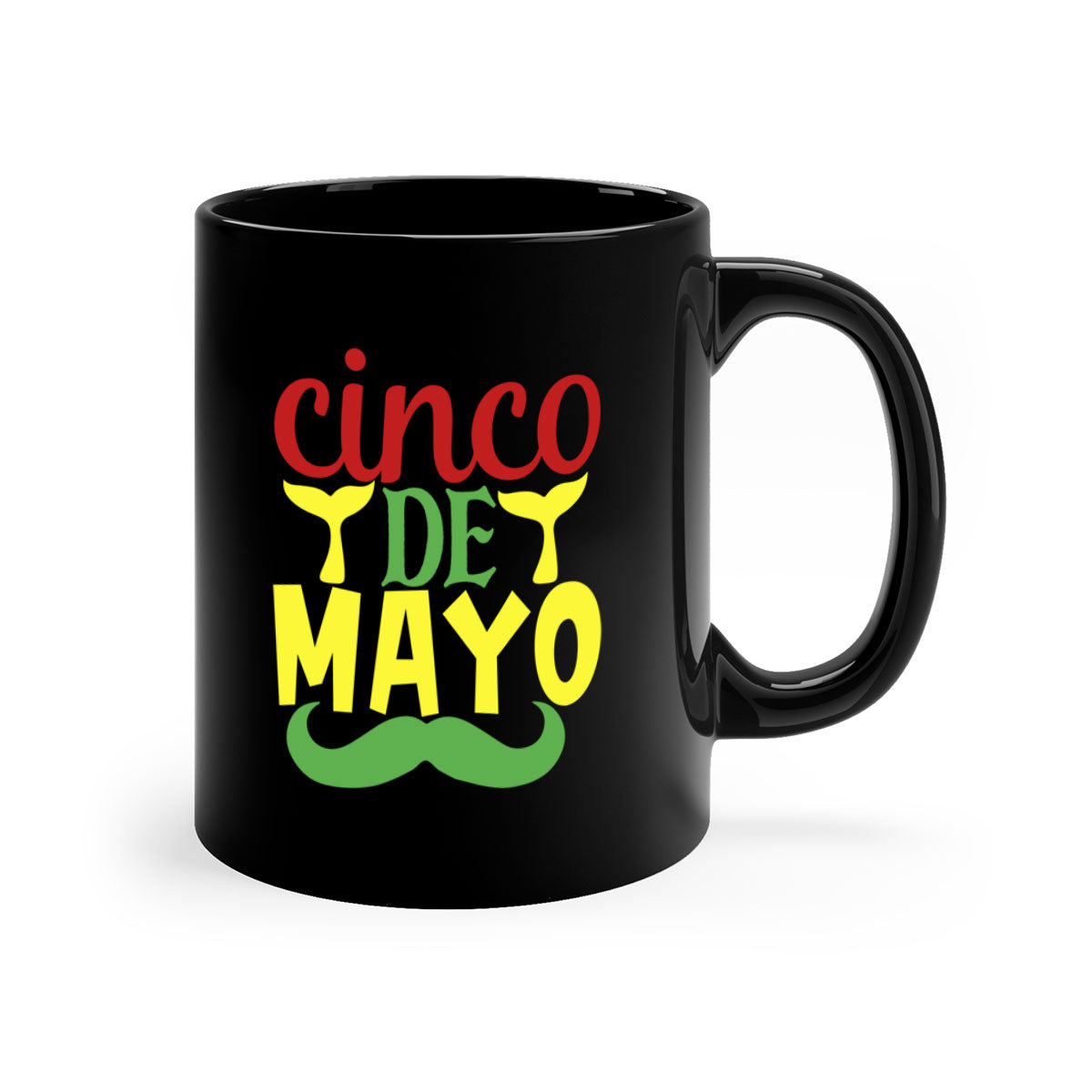 Cinco de Mayo two-tone coffee mug with colored handle and glossy finish, available in multiple colors.