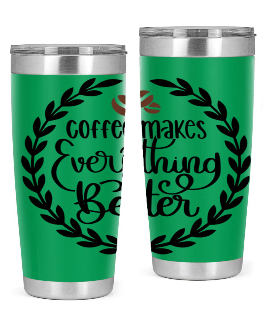 circlecoffee makes 184# coffee tumbler in stainless steel with a drink-thru lid, showcasing its sleek design and double wall insulation.