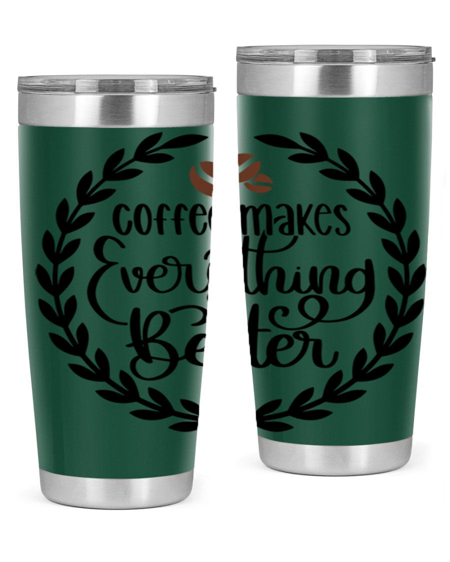 circlecoffee makes 184# coffee tumbler in stainless steel with a drink-thru lid, showcasing its sleek design and double wall insulation.