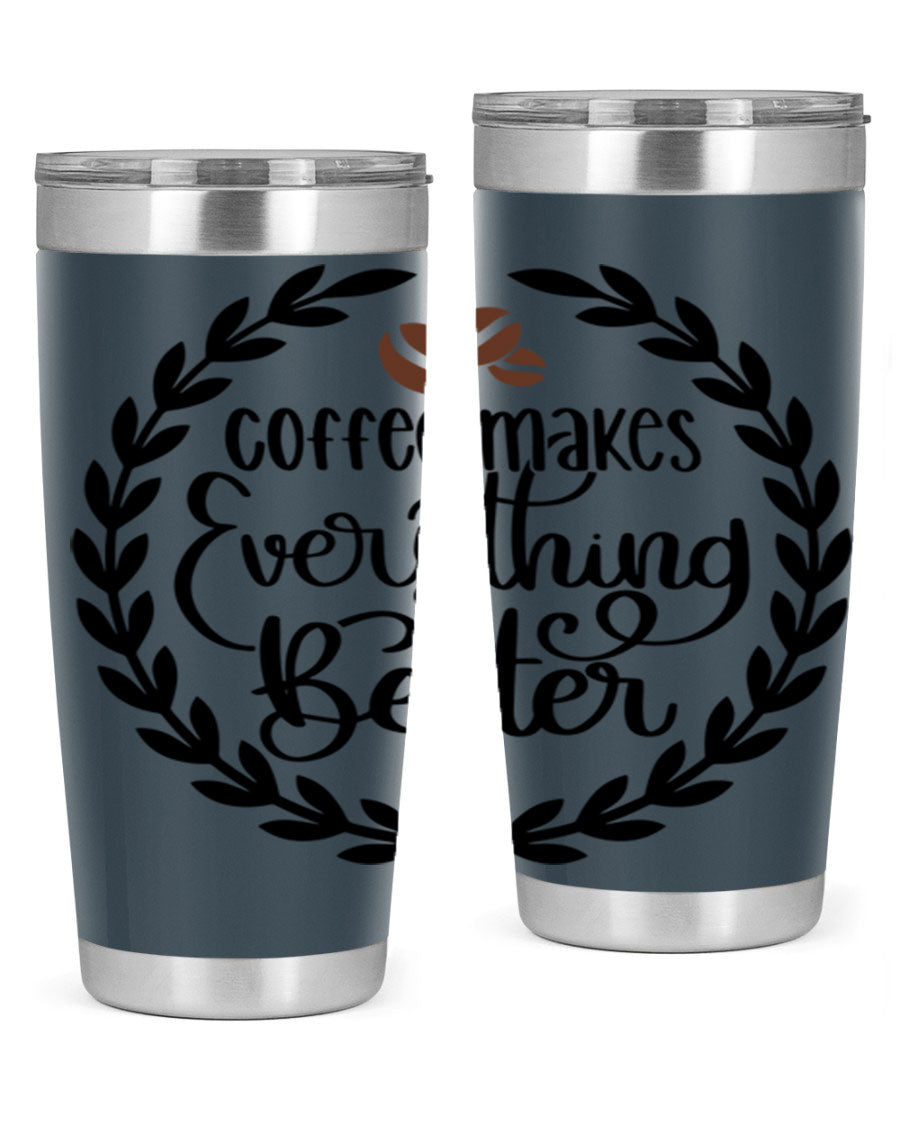 circlecoffee makes 184# coffee tumbler in stainless steel with a drink-thru lid, showcasing its sleek design and double wall insulation.