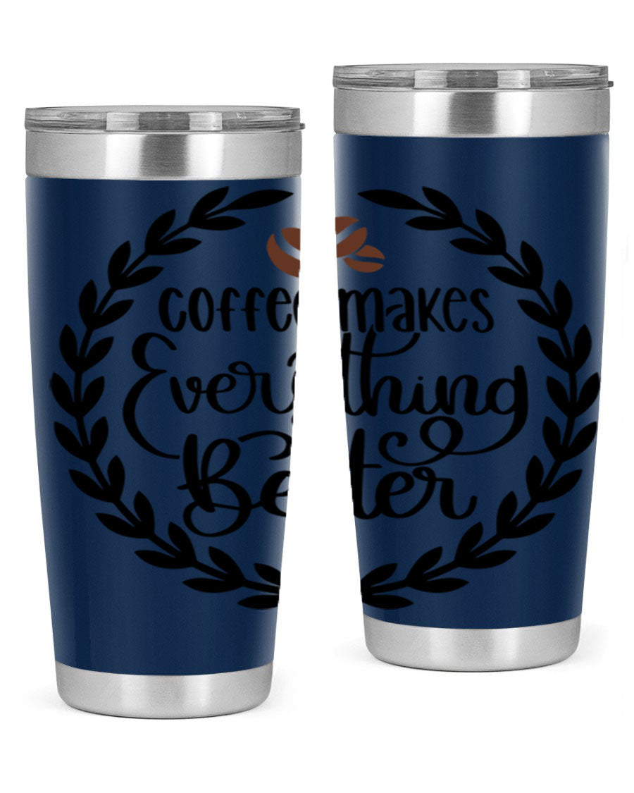 circlecoffee makes 184# coffee tumbler in stainless steel with a drink-thru lid, showcasing its sleek design and double wall insulation.