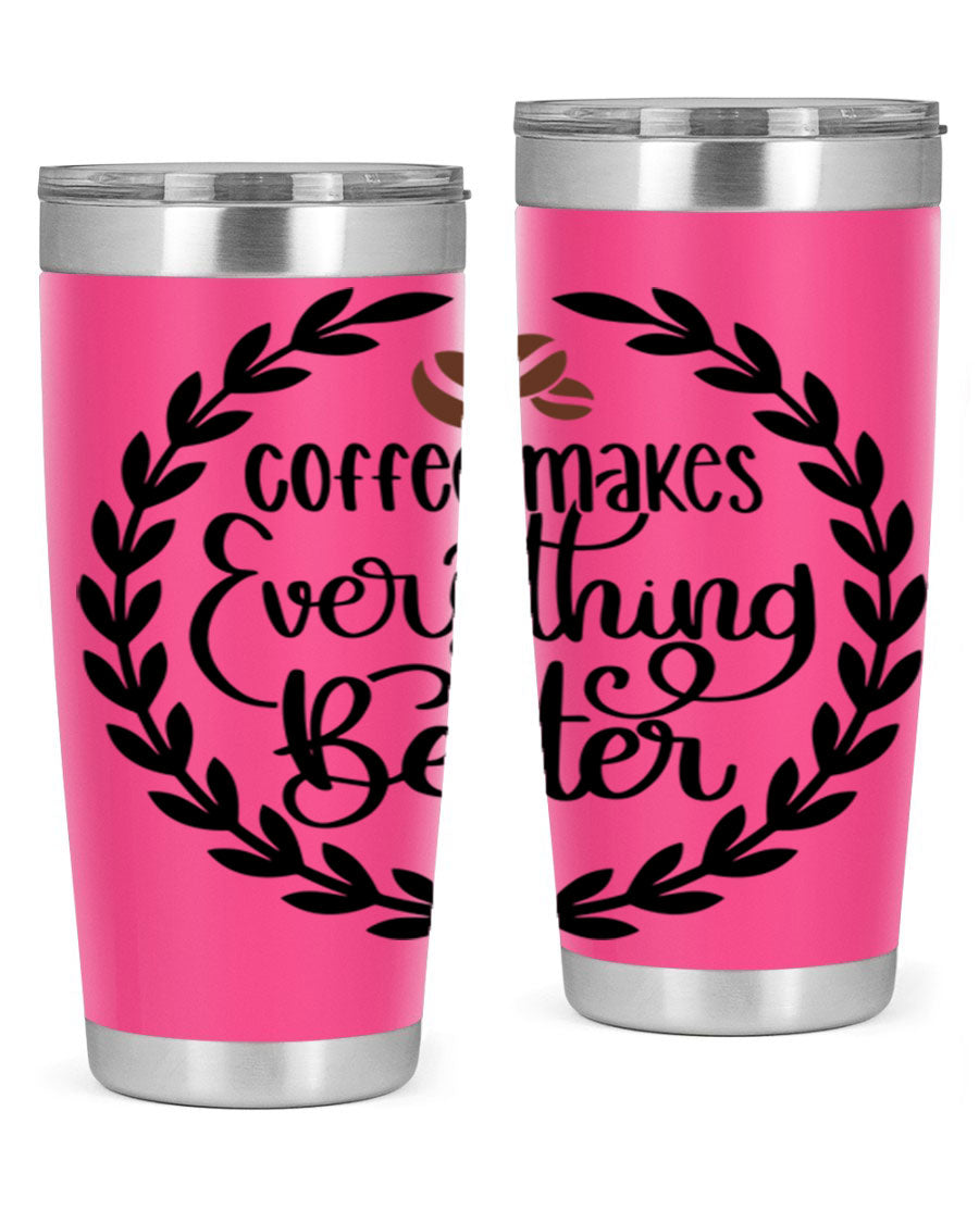 circlecoffee makes 184# coffee tumbler in stainless steel with a drink-thru lid, showcasing its sleek design and double wall insulation.