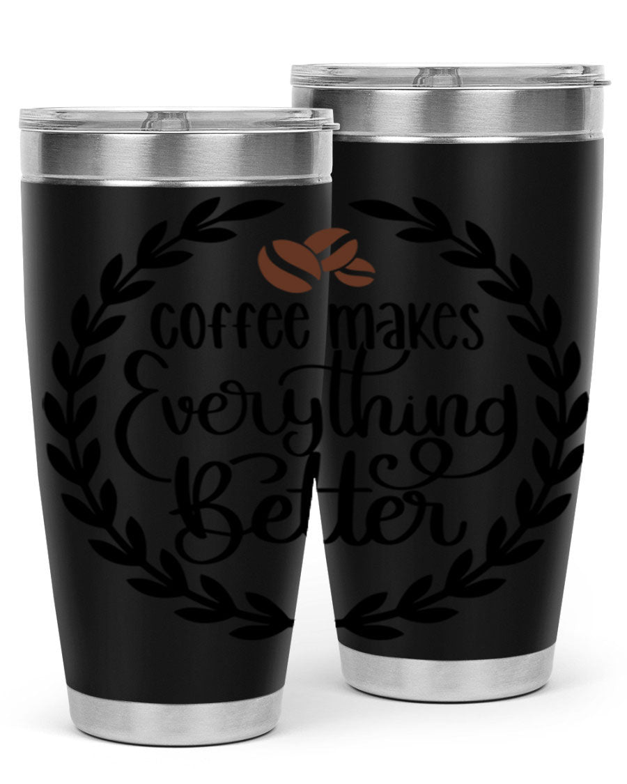circlecoffee makes 184# coffee tumbler in stainless steel with a drink-thru lid, showcasing its sleek design and double wall insulation.