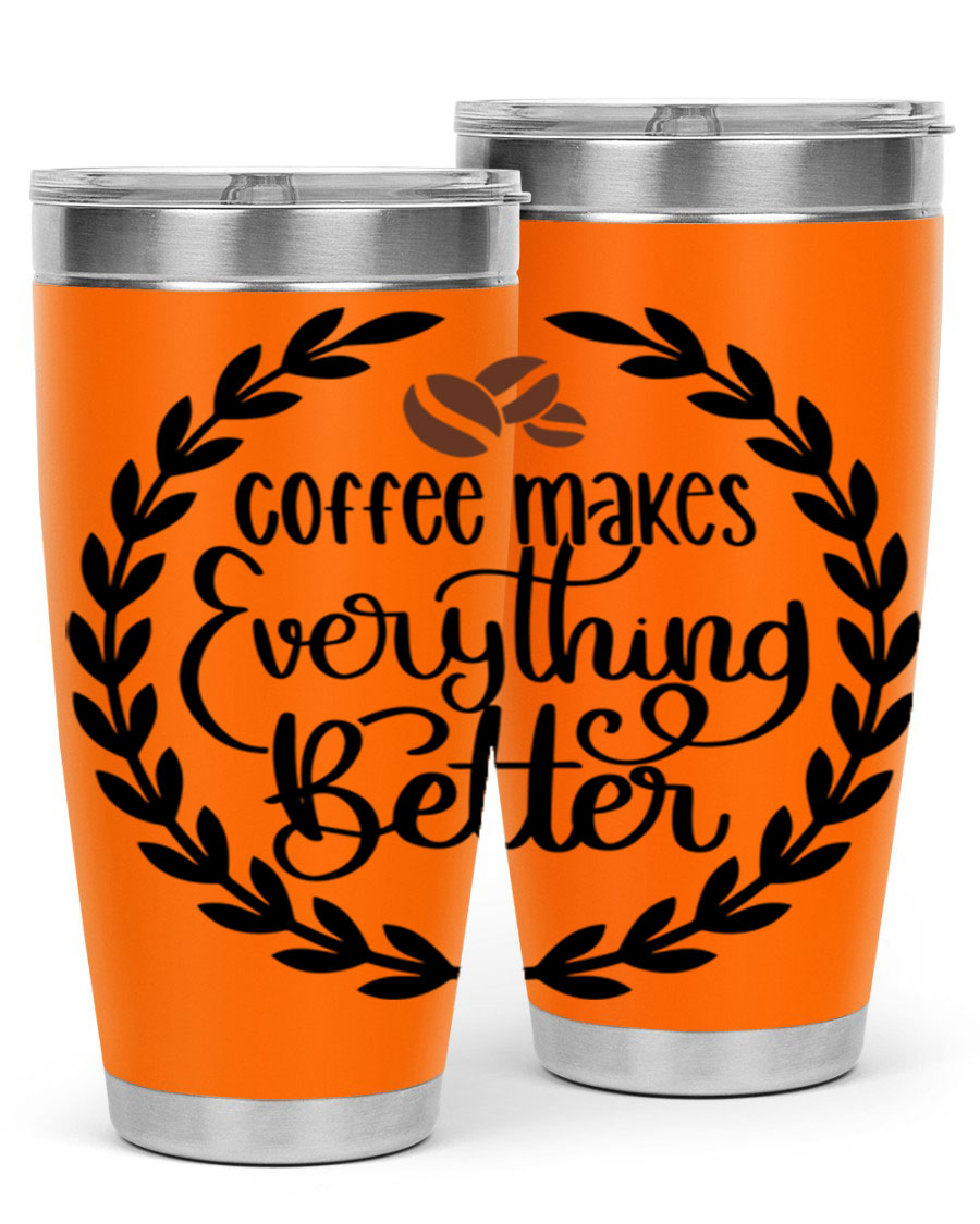 circlecoffee makes 184# coffee tumbler in stainless steel with a drink-thru lid, showcasing its sleek design and double wall insulation.