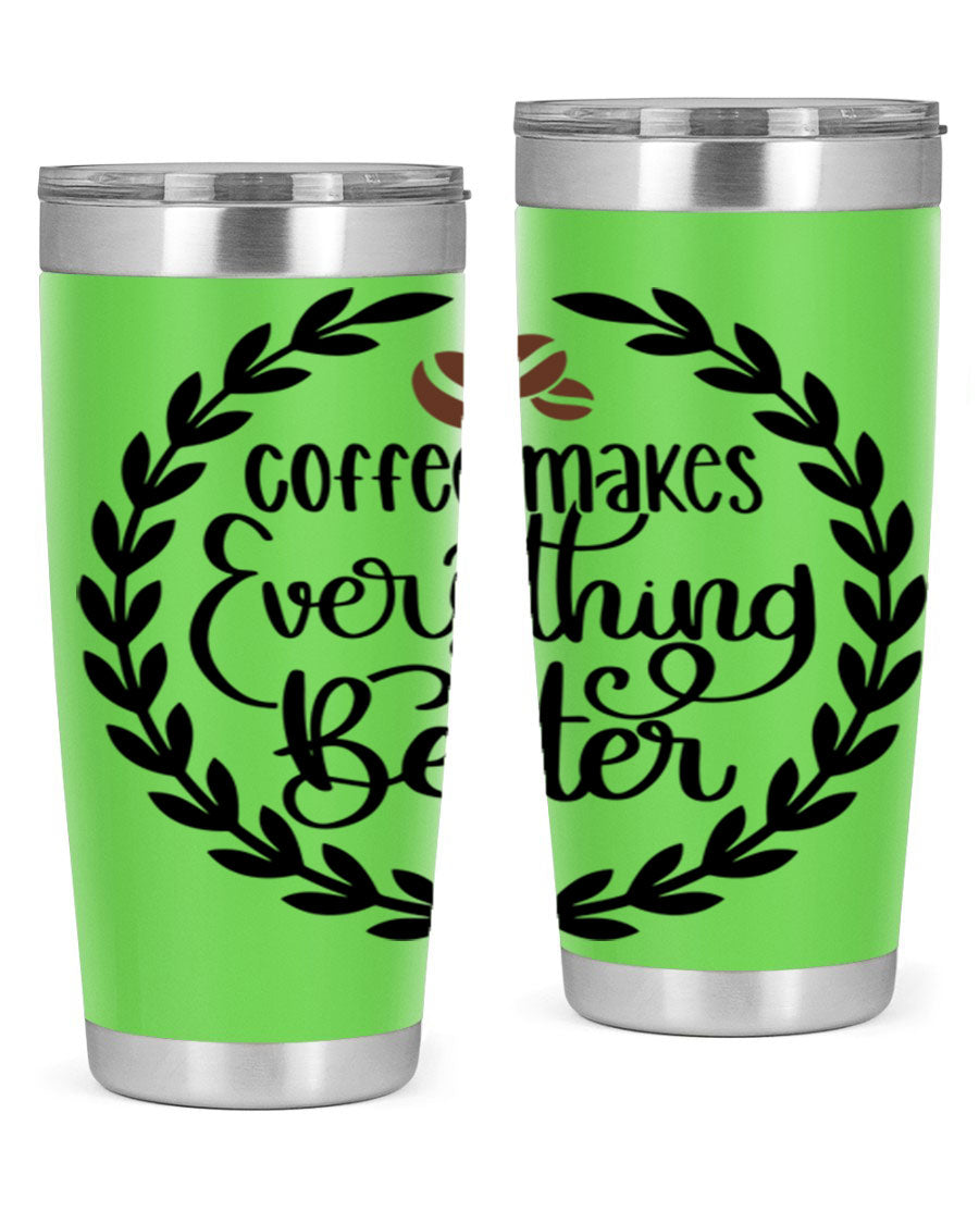 circlecoffee makes 184# coffee tumbler in stainless steel with a drink-thru lid, showcasing its sleek design and double wall insulation.