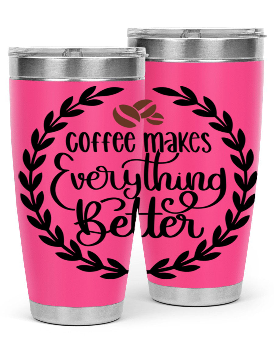 circlecoffee makes 184# coffee tumbler in stainless steel with a drink-thru lid, showcasing its sleek design and double wall insulation.