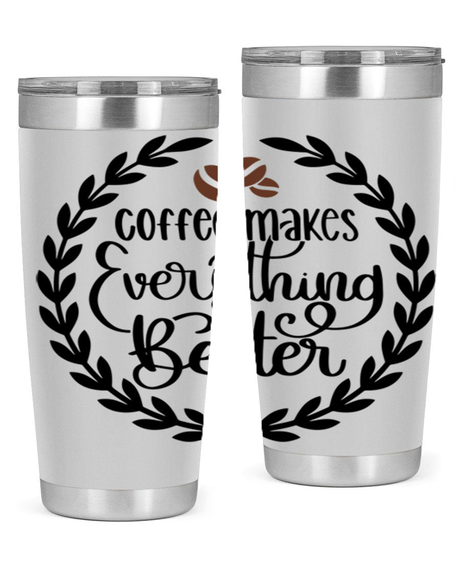 circlecoffee makes 184# coffee tumbler in stainless steel with a drink-thru lid, showcasing its sleek design and double wall insulation.
