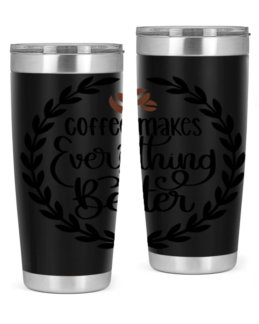circlecoffee makes 184# coffee tumbler in stainless steel with a drink-thru lid, showcasing its sleek design and double wall insulation.