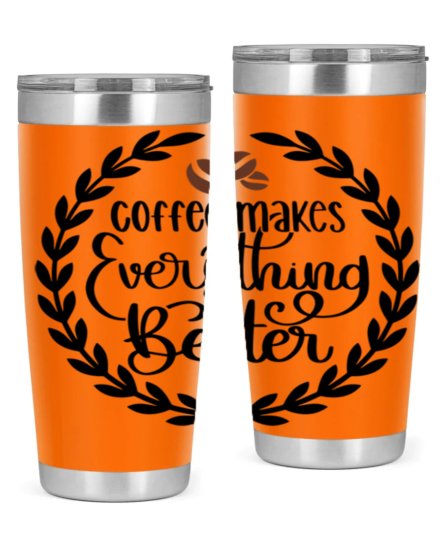 circlecoffee makes 184# coffee tumbler in stainless steel with a drink-thru lid, showcasing its sleek design and double wall insulation.