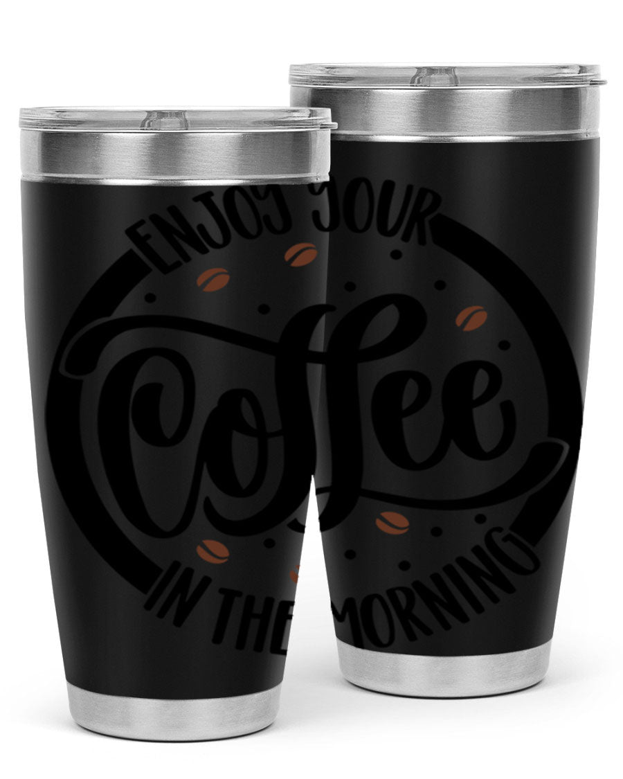 20oz circleenjoy coffee tumbler made of double wall vacuum stainless steel with a stylish design, perfect for hot and cold beverages.