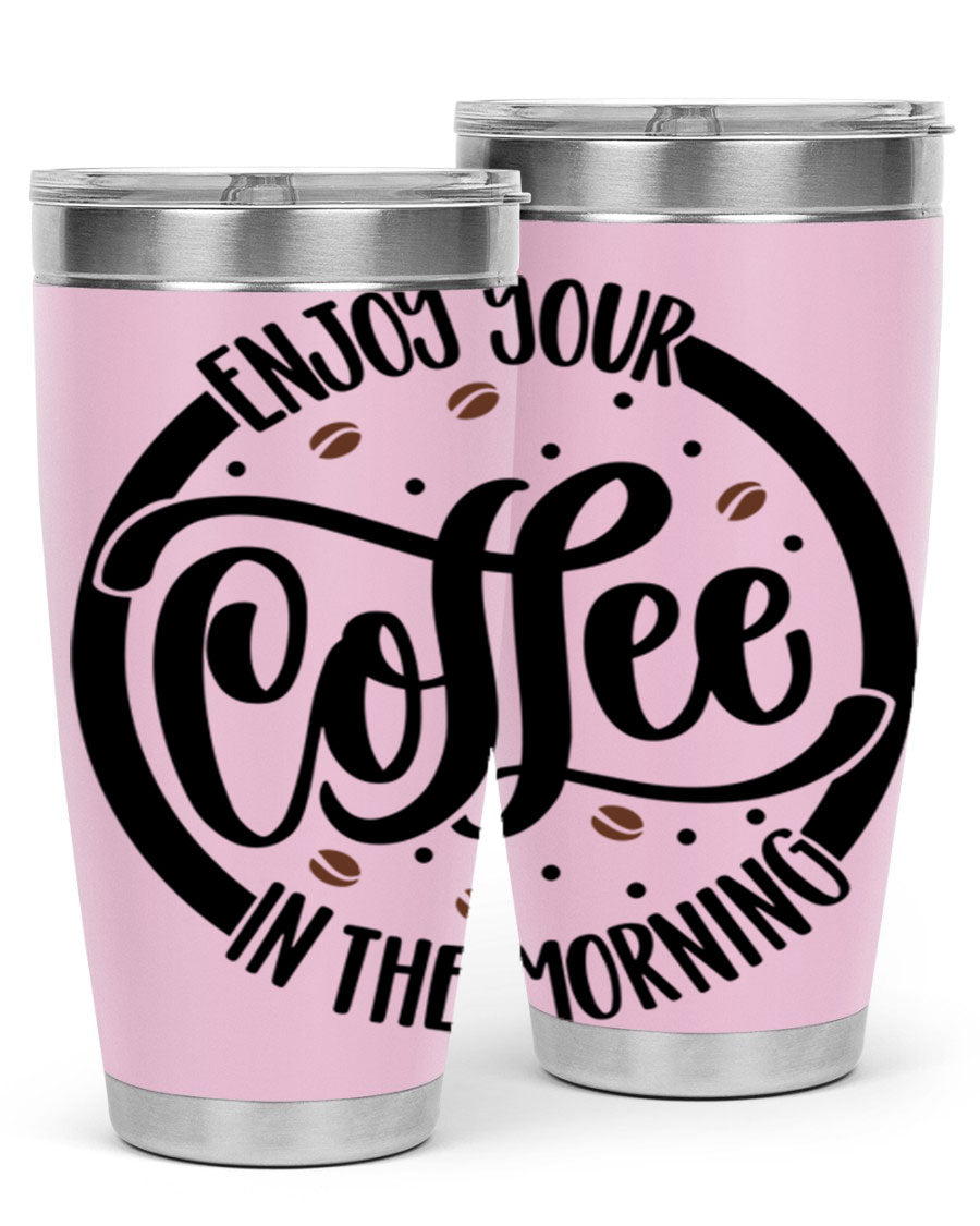 20oz circleenjoy coffee tumbler made of double wall vacuum stainless steel with a stylish design, perfect for hot and cold beverages.