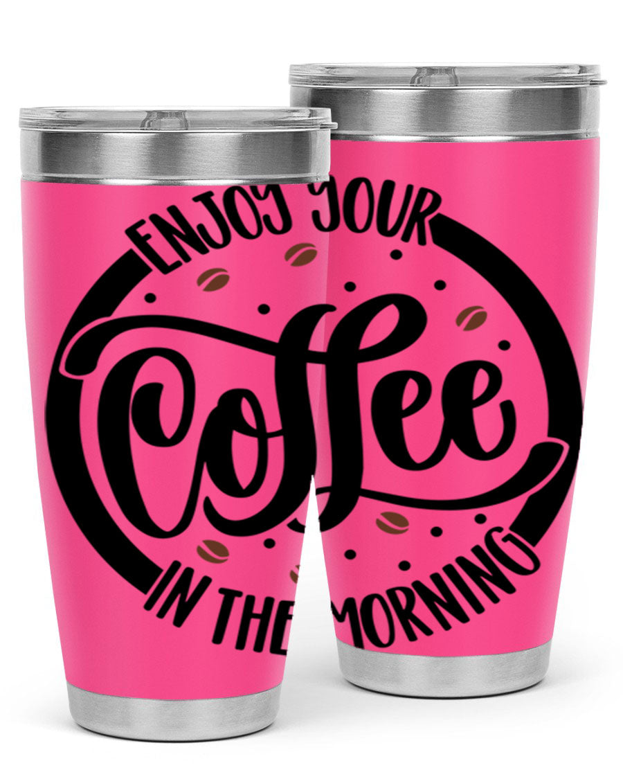 20oz circleenjoy coffee tumbler made of double wall vacuum stainless steel with a stylish design, perfect for hot and cold beverages.