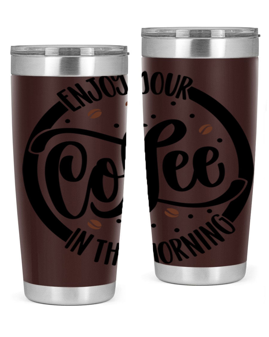 20oz circleenjoy coffee tumbler made of double wall vacuum stainless steel with a stylish design, perfect for hot and cold beverages.